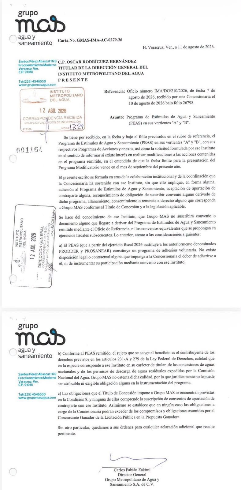 Por culpa de Grupo MAS, la ciudad de Veracruz dejará de percibir 62 mdp destinados para agua y saneamiento